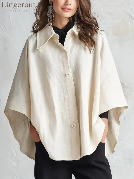 2026 European And American Spring And Autumn Silhouette Linen Shawl Shirt Multi-Color Lazy Style Flesh-Covering Top
