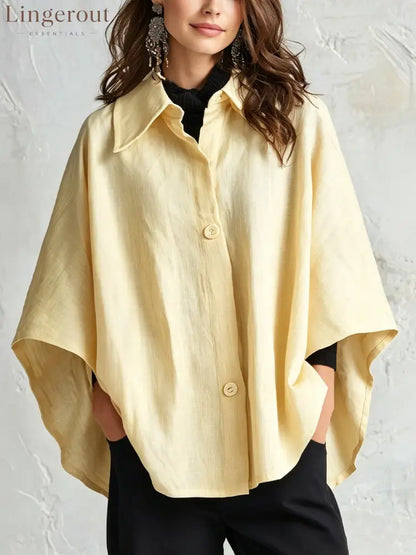 2026 European And American Spring And Autumn Silhouette Linen Shawl Shirt Multi-Color Lazy Style Flesh-Covering Top