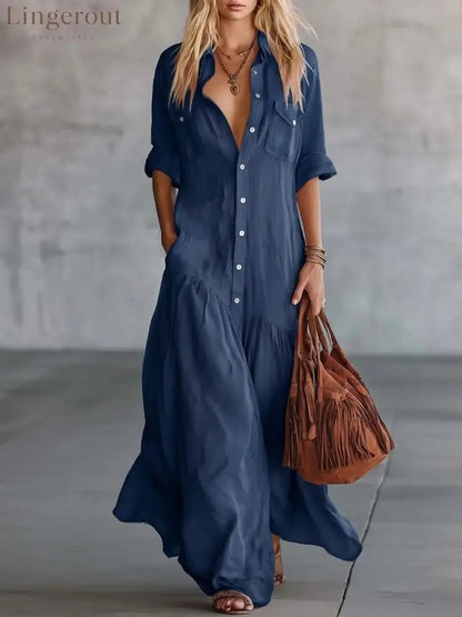 Casual Beach Vacation Chambray Dress