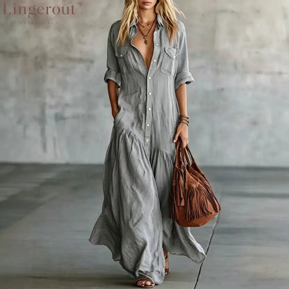 Casual Beach Vacation Chambray Dress
