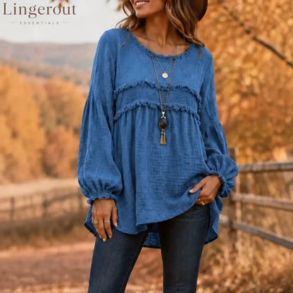 Casual Long Sleeve Fringe Tassel Top