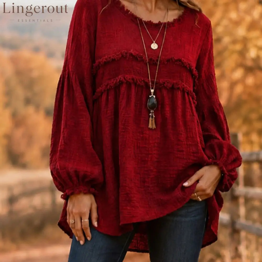 Casual Long Sleeve Fringe Tassel Top