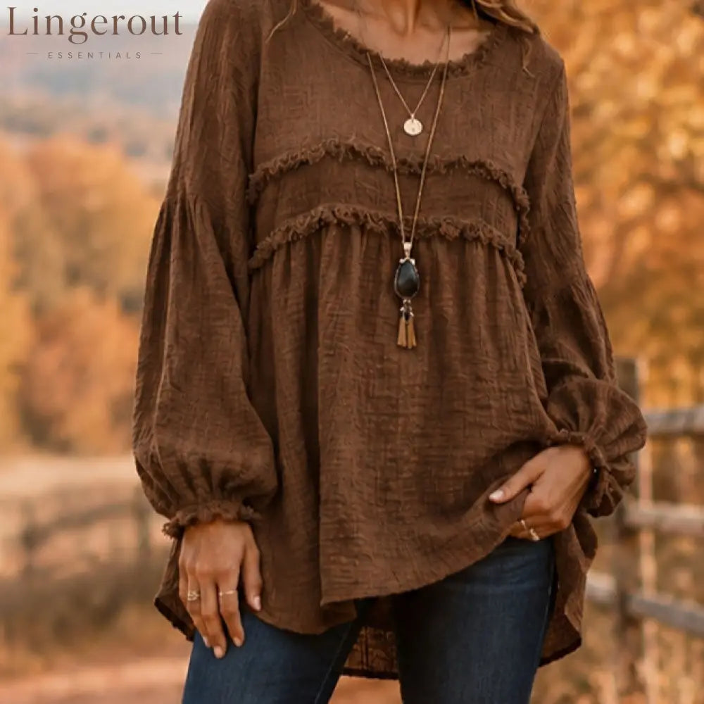 Casual Long Sleeve Fringe Tassel Top