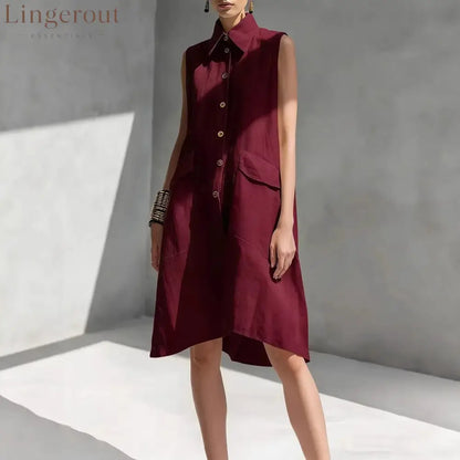 Casual Loose Fit Midi Dress for Women (Multi-Color)