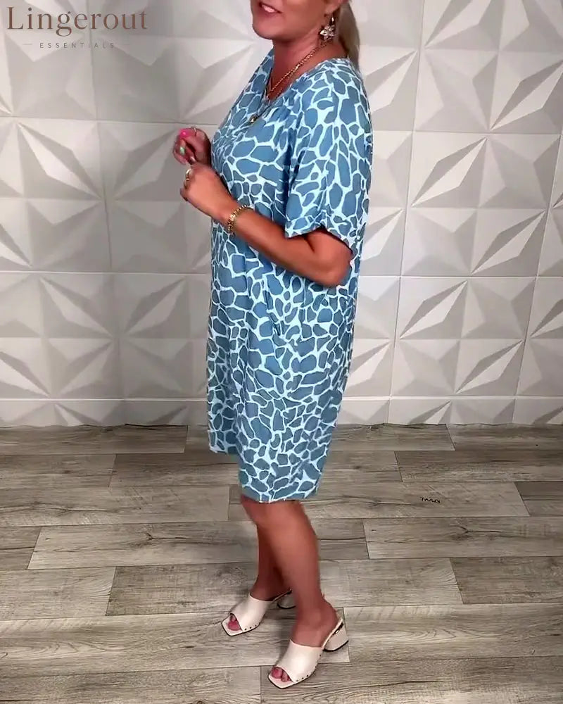 Casual Printed Crew Neck Dress