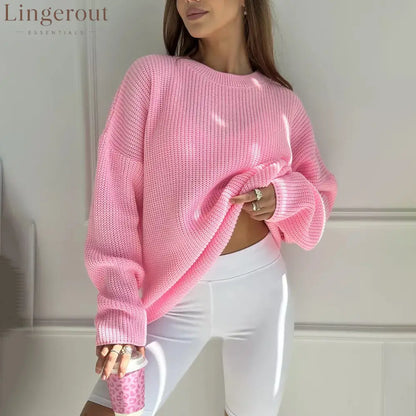 Chunky Waffle Knit Crewneck Sweater