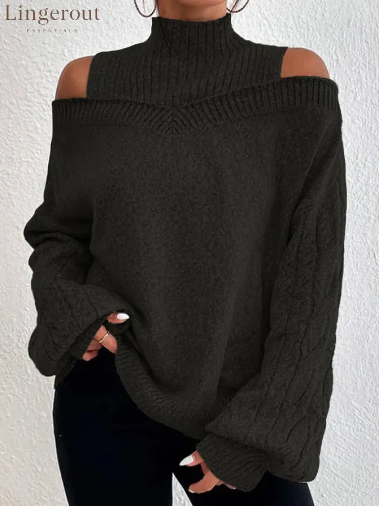 European And American Off-Shoulder High-End Sweater Women’S Pullover 2025 Autumn And Winter New Loose Half Turtleneck