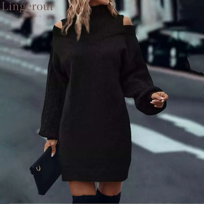 European And American Off-Shoulder High-End Sweater Women’S Pullover 2025 Autumn And Winter New Loose Half Turtleneck