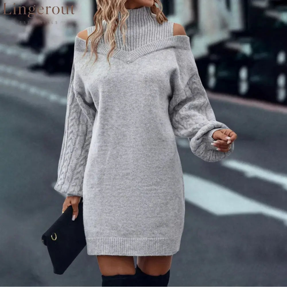 European And American Off-Shoulder High-End Sweater Women’S Pullover 2025 Autumn And Winter New Loose Half Turtleneck