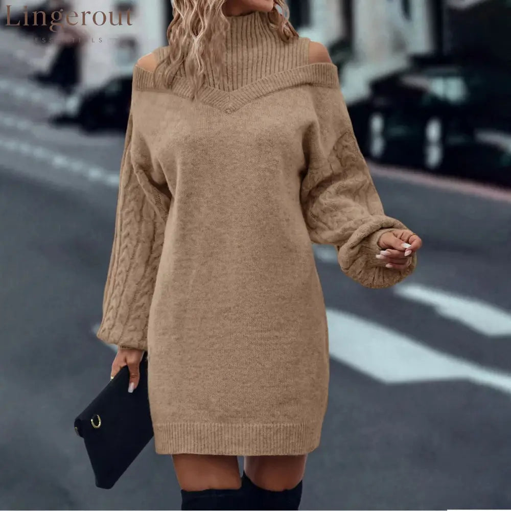 European And American Off-Shoulder High-End Sweater Women’S Pullover 2025 Autumn And Winter New Loose Half Turtleneck