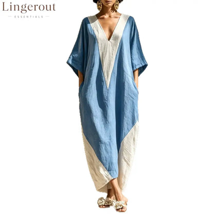 Color-Block Geometric Kaftan Maxi Dress