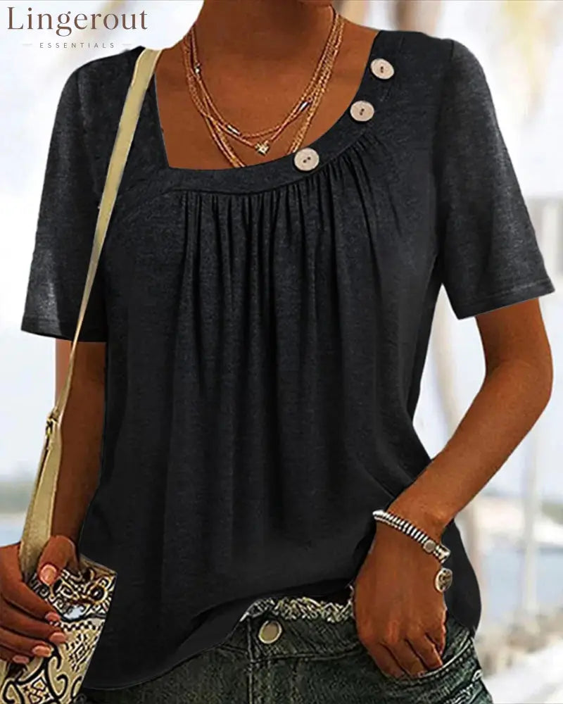 Comfortable short sleeve top - Black / S