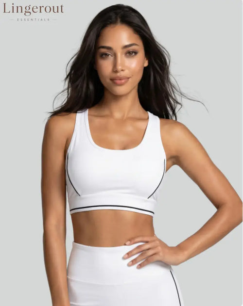 Contrast Seam Yoga Sports Bra - White / S