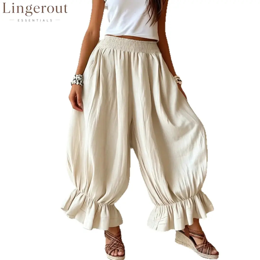 Crinkled Textured Balloon Harem Pants