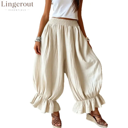 Crinkled Textured Balloon Harem Pants