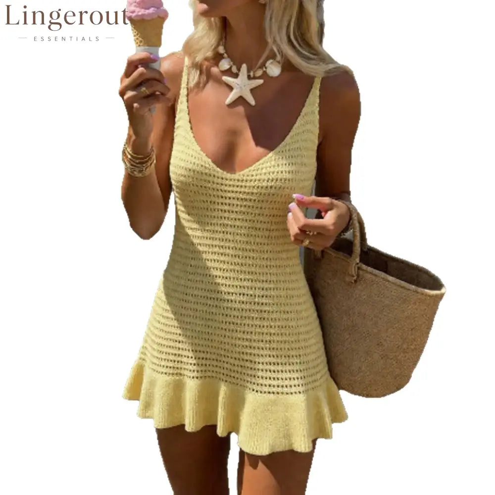 Crochet Knit Mini Dress
