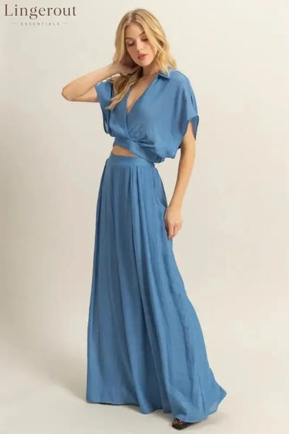 Crop Top and Wide Leg Pants Set