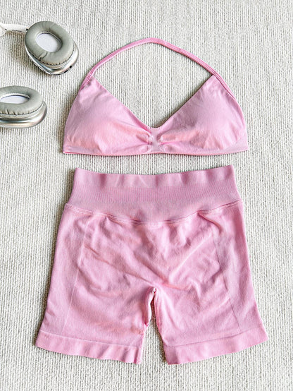 New Women's Sporty Yoga Set, High-Waist Tight-Fitting Shorts and Tank Top