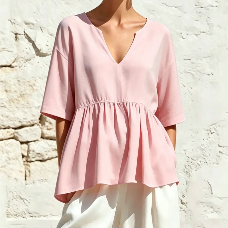 V-Neck Ruffle Sleeve Peplum Blouse