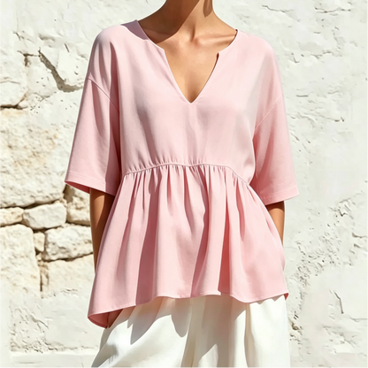 V-Neck Ruffle Sleeve Peplum Blouse