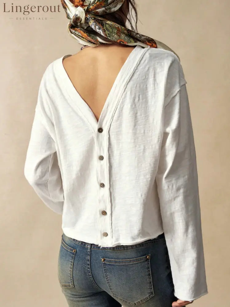 Double-Sided Button Long Sleeve Top