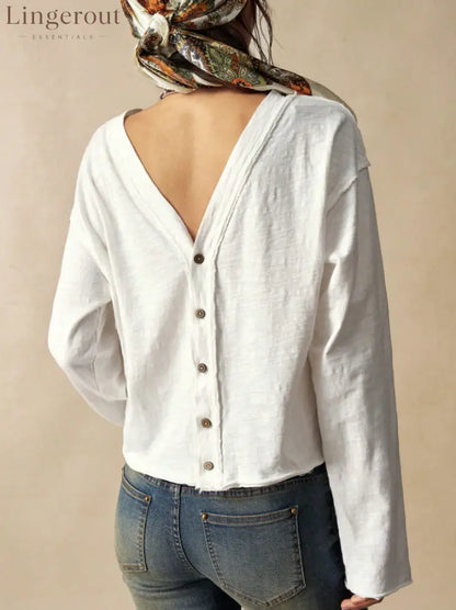 Double-Sided Button Long Sleeve Top
