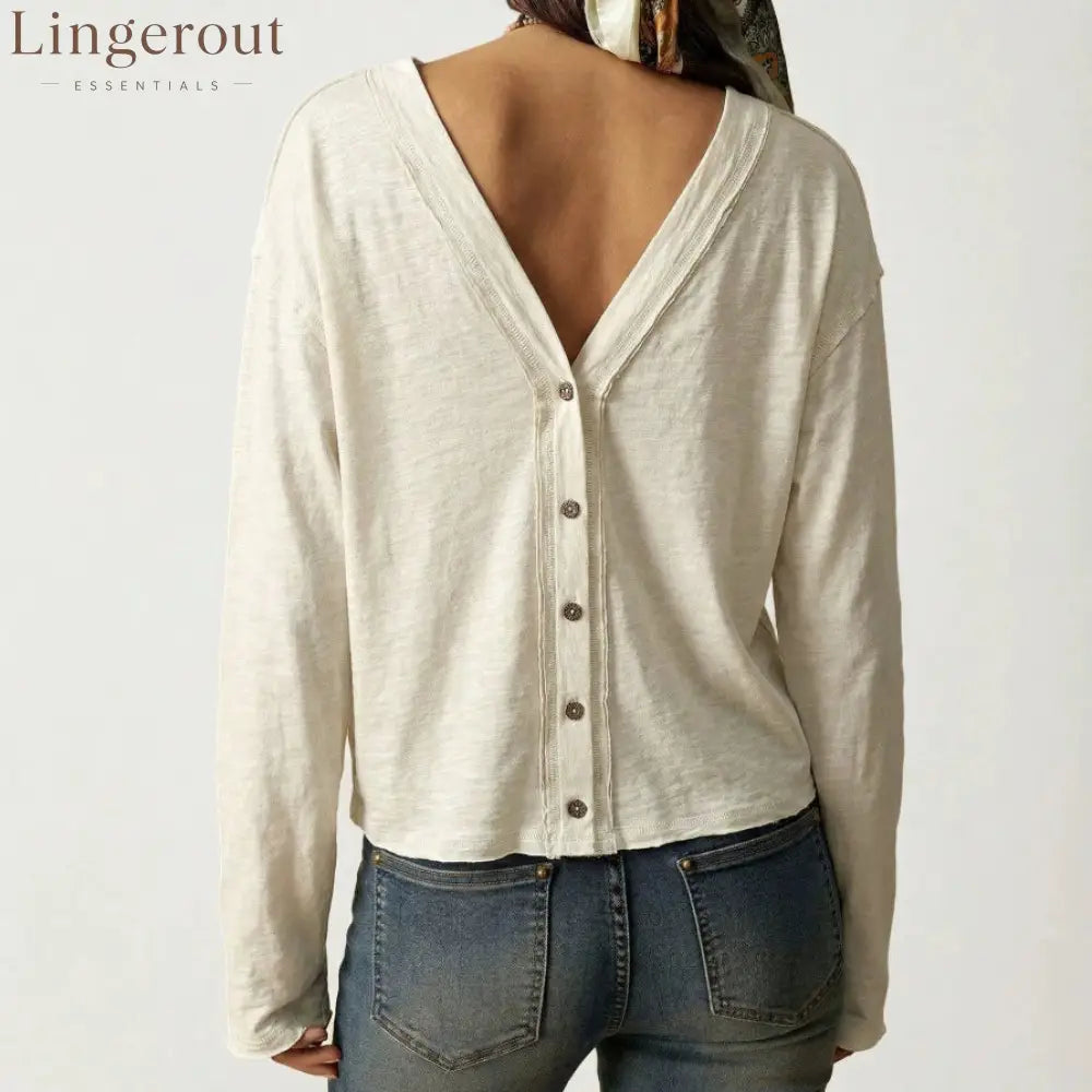 Double-Sided Button Long Sleeve Top