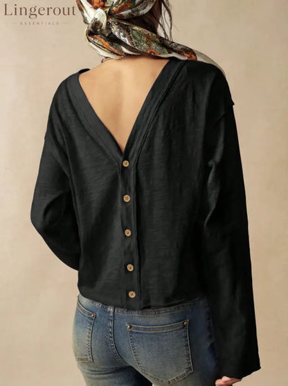 Double-Sided Button Long Sleeve Top