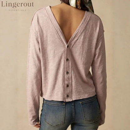 Double-Sided Button Long Sleeve Top