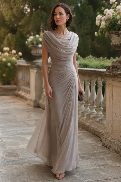 Draped Cowl Neck Sleeveless Maxi Dress - Maxi Dress