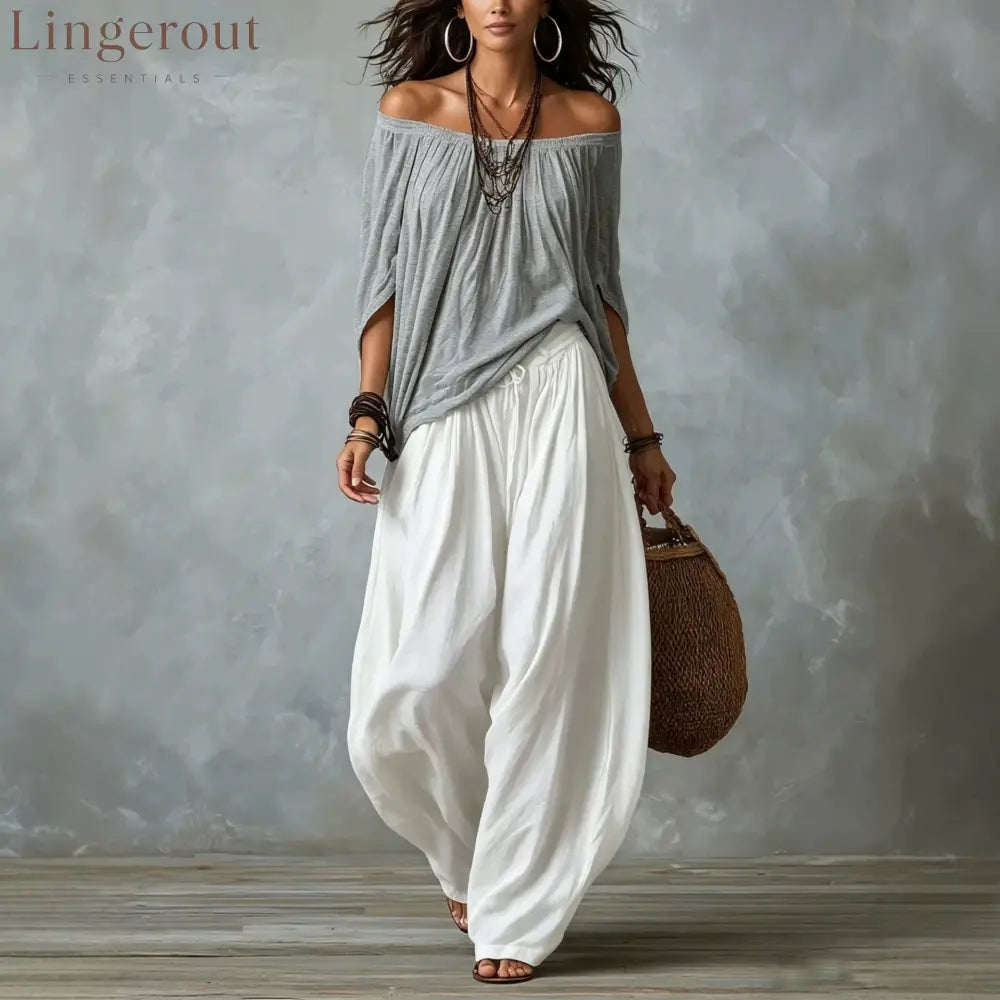 Drawstring Harem Pants Two Piece Set