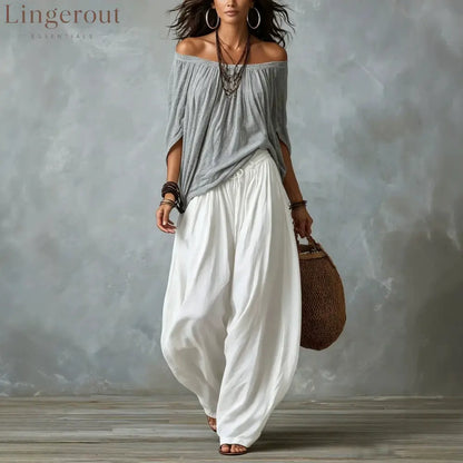 Drawstring Harem Pants Two Piece Set