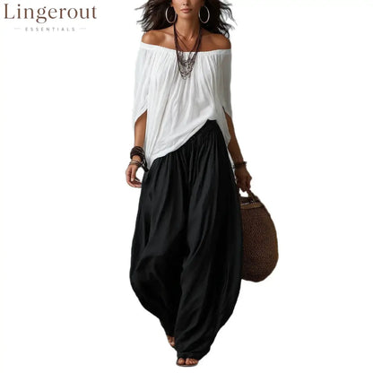 Drawstring Harem Pants Two Piece Set