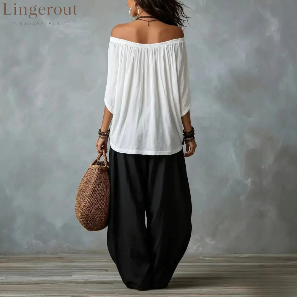 Drawstring Harem Pants Two Piece Set