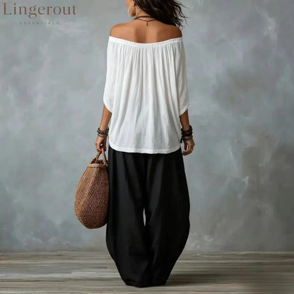 Drawstring Harem Pants Two Piece Set