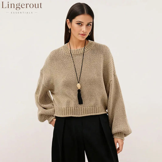 2026 Autumn And Winter Amazon New Cross-Border European And American Style Pullover Sweater For Women Loose Round Neck