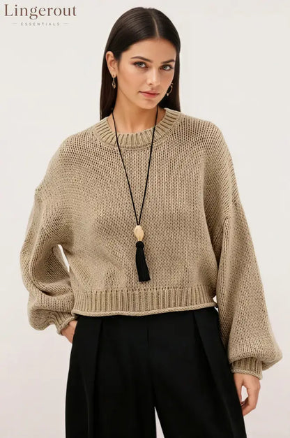 2026 Autumn And Winter Amazon New Cross-Border European And American Style Pullover Sweater For Women Loose Round Neck