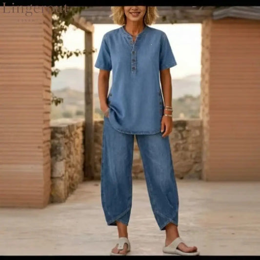 Effortless Denim Two-Piece Cozy Set
