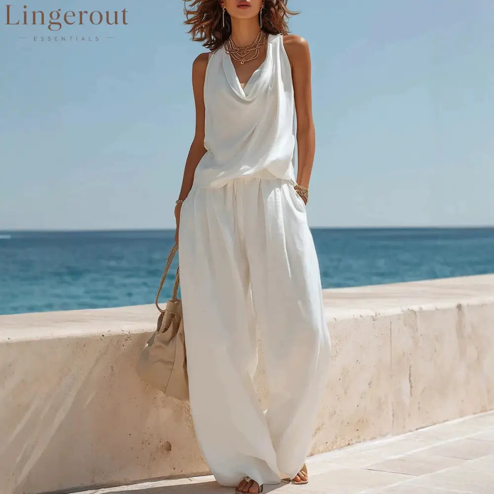 Effortless White Linen Two-Piece Set