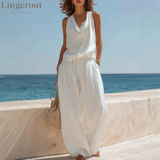 Effortless White Linen Two-Piece Set