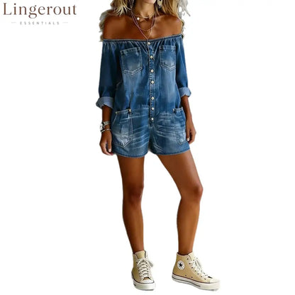 Effortlessly Cool Off-Shoulder Denim Romper
