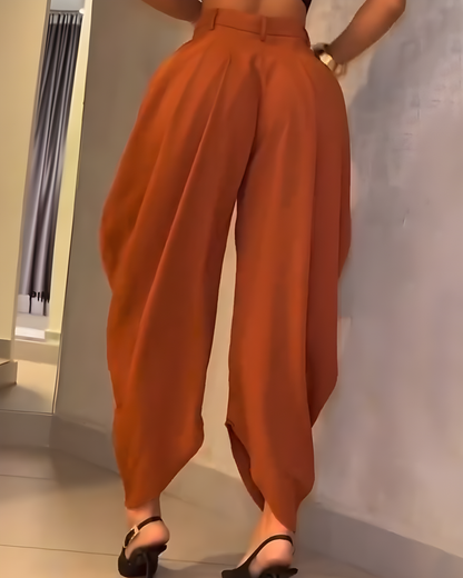 High Waist Loose Ruched Irregular Casual Pants