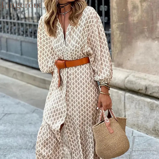 Elegant and casual women’s dress - Khaki / S