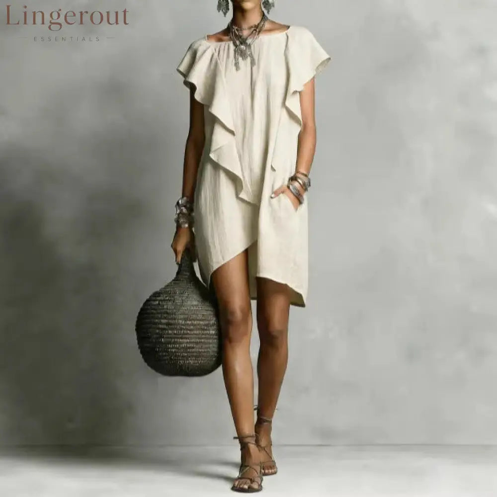 Elegant And Romantic Contrasting Color Ruffle Dress