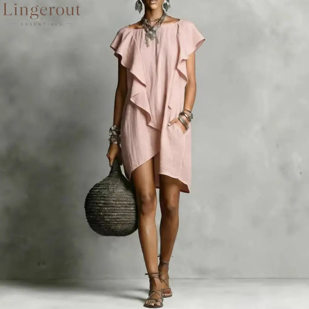 Elegant And Romantic Contrasting Color Ruffle Dress
