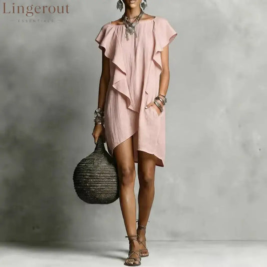 Elegant And Romantic Contrasting Color Ruffle Dress