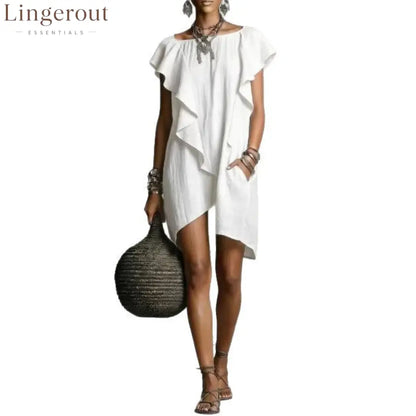 Elegant And Romantic Contrasting Color Ruffle Dress
