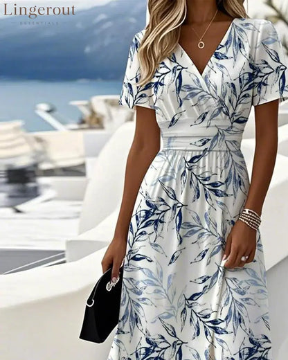 Elegant Botanical-Print Dress