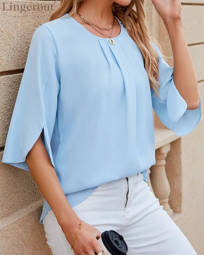Elegant solid color Half Sleeve Blouse