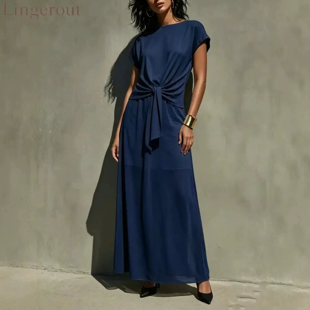 Elegant White Twist-Front Semi-Sheer Maxi Dress